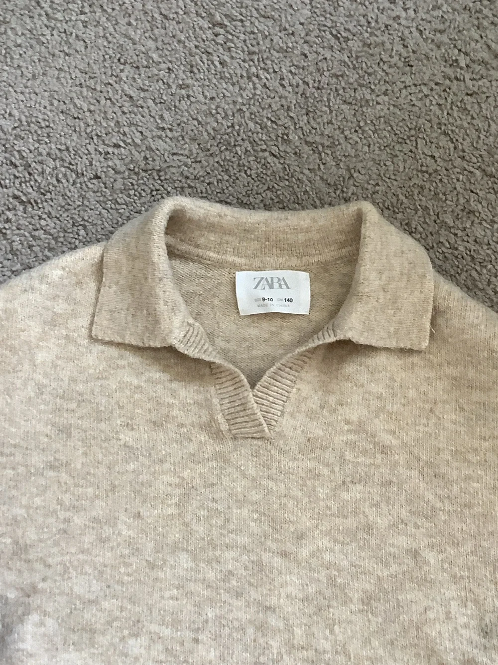 Zara Cream Knit Collared Sweater Jacket